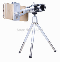 Hot Silver 12X Universal Zoom Camera Telephoto SmartPhone Lens+Tripod