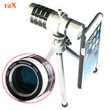 Hot Silver 12X Universal Zoom Camera Telephoto SmartPhone Lens+Tripod